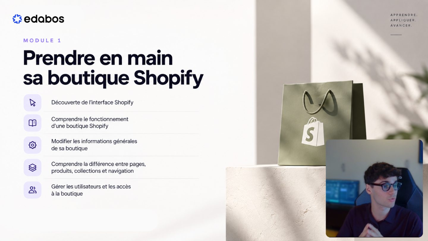 Extrait de la formation Shopify Edabos.